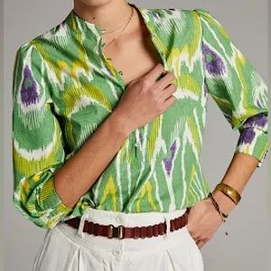 NWT Anthropologie Sharona Henley Blouse Size S